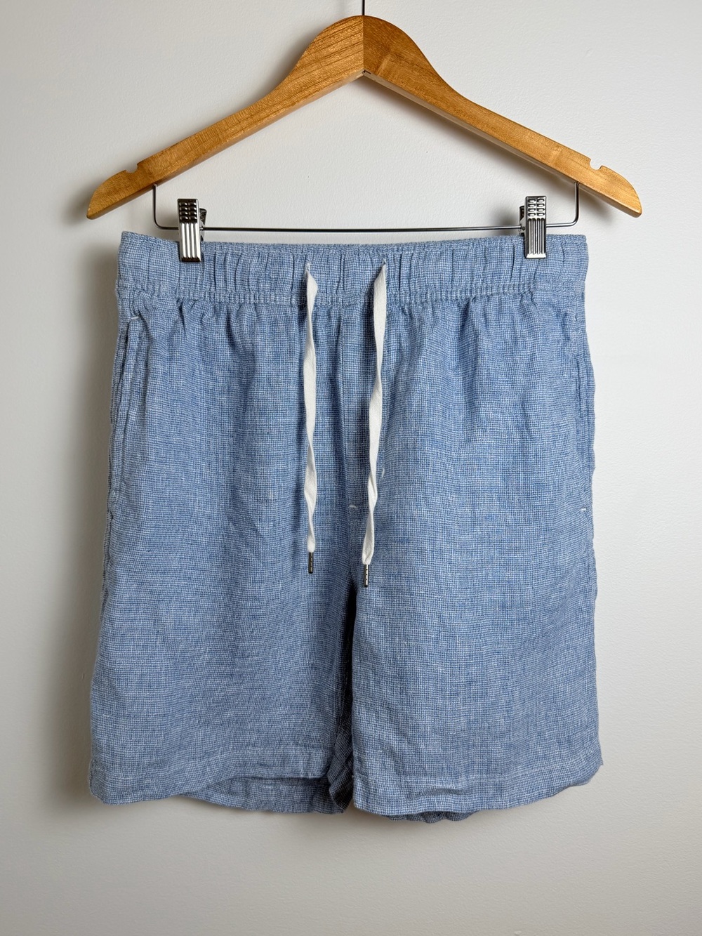 Caribbean Joe 100% Linen Drawstring Shorts Blue Size Small